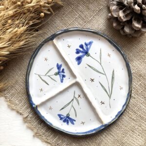 Менажница с васильками и золотом